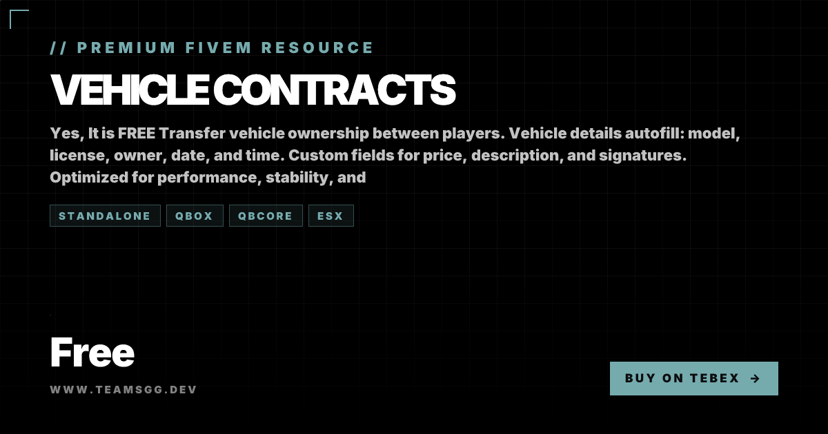 Vehicle Contracts - FiveM Script for QBCore, Qbox & ESX | TeamsGG